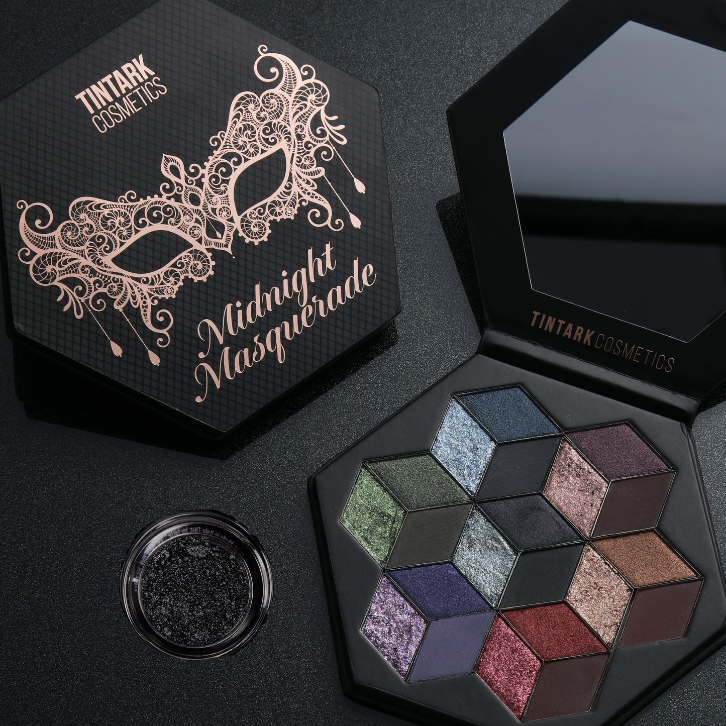 Palette de fards à paupières noirs Tintark, 21 couleurs, mascarade de minuit] 