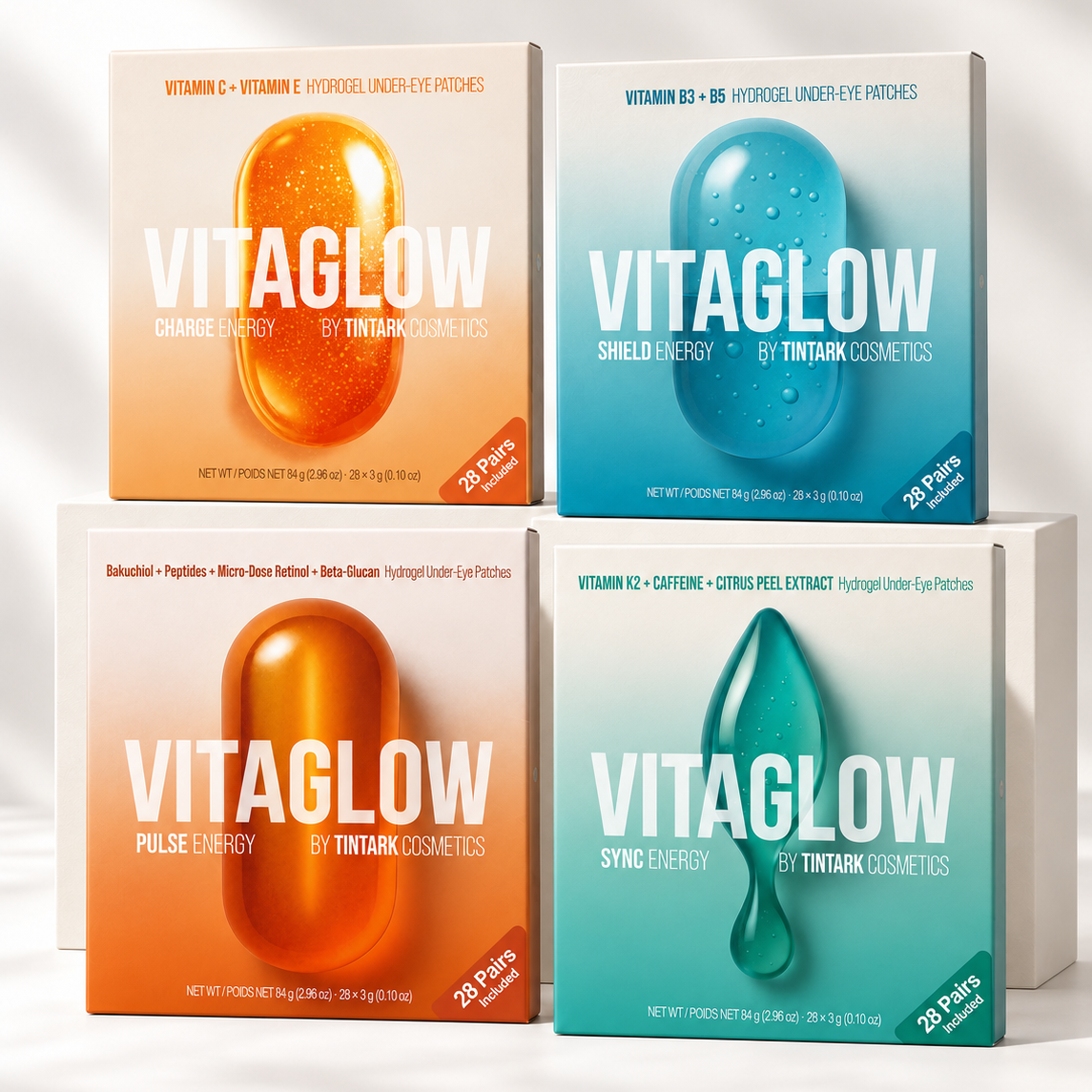 TINTARK Vitaglow 4-Phase Energy Eye Patches Set – Brightening, Barrier Comfort, Smoothing & De-Puffing, 112 Pairs