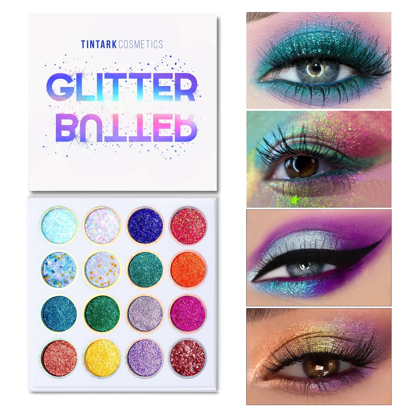 16 Farben Tintark Glitter Butter Sparkle Lidschatten-Palette 