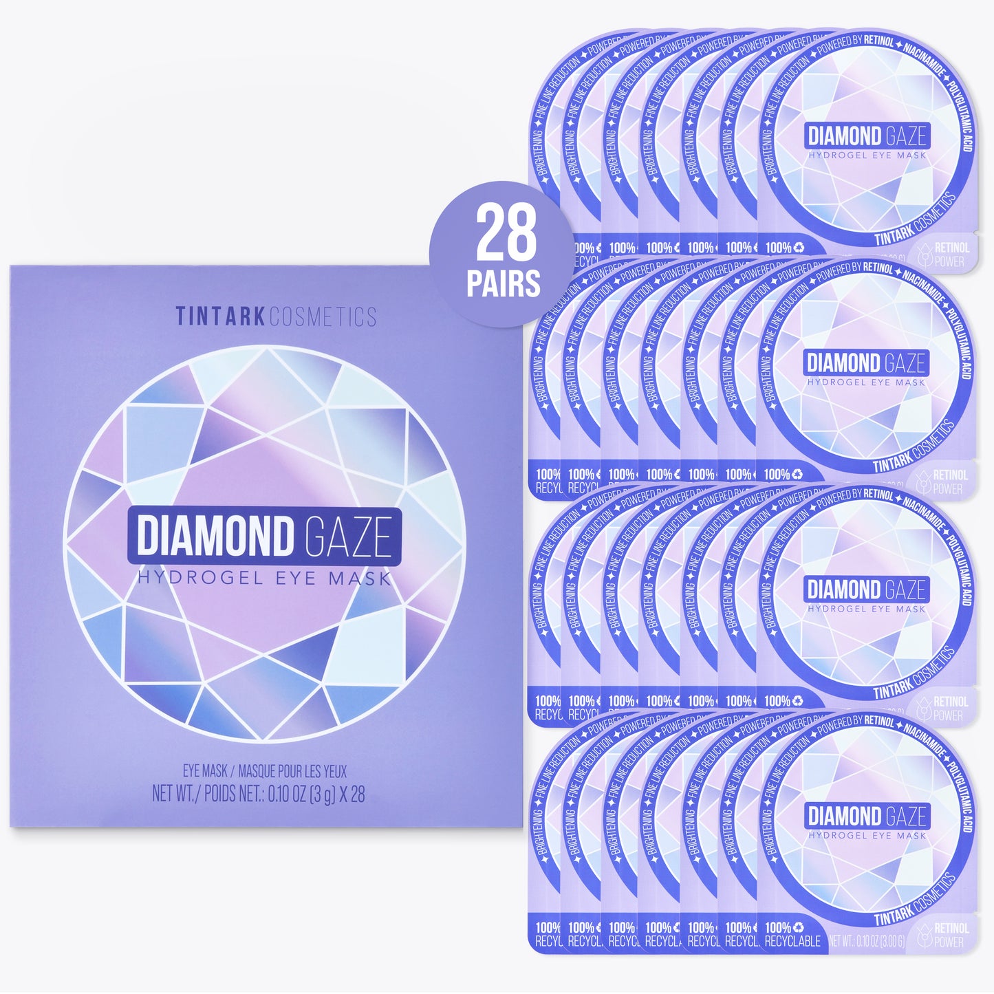 Under Eye Patches DIAMOND GAZE 28 Pairs, Rejuvenate Eye Gel Mask with Retinol Niacinamide Polyglutamic Acid, Gifts