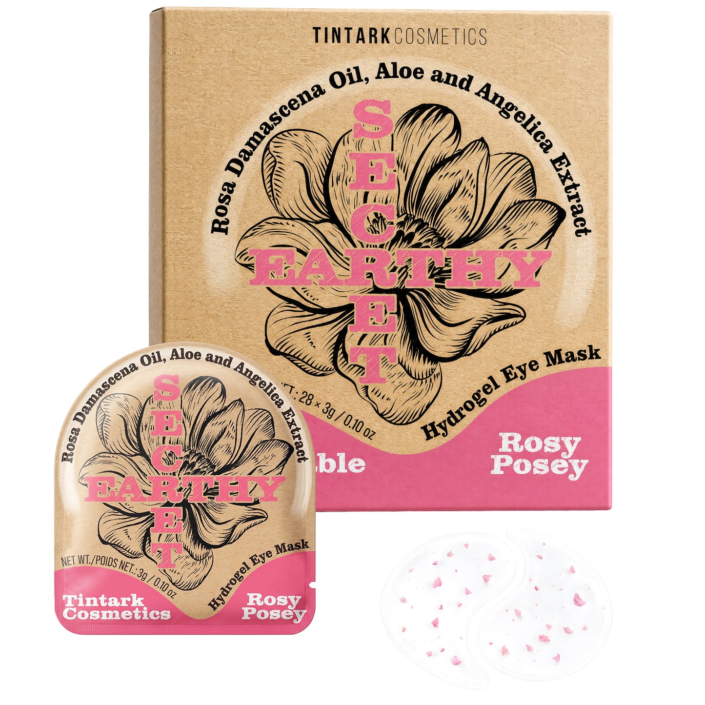 TINTARK Rosy Posey Hydrogel Under Eye Patches, 28 Pairs