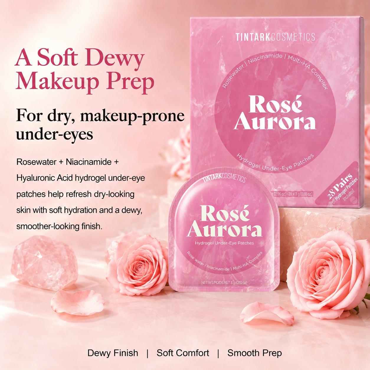 TINTARK Rosé Aurora Hydrogel Under Eye Patches, 28 Pairs