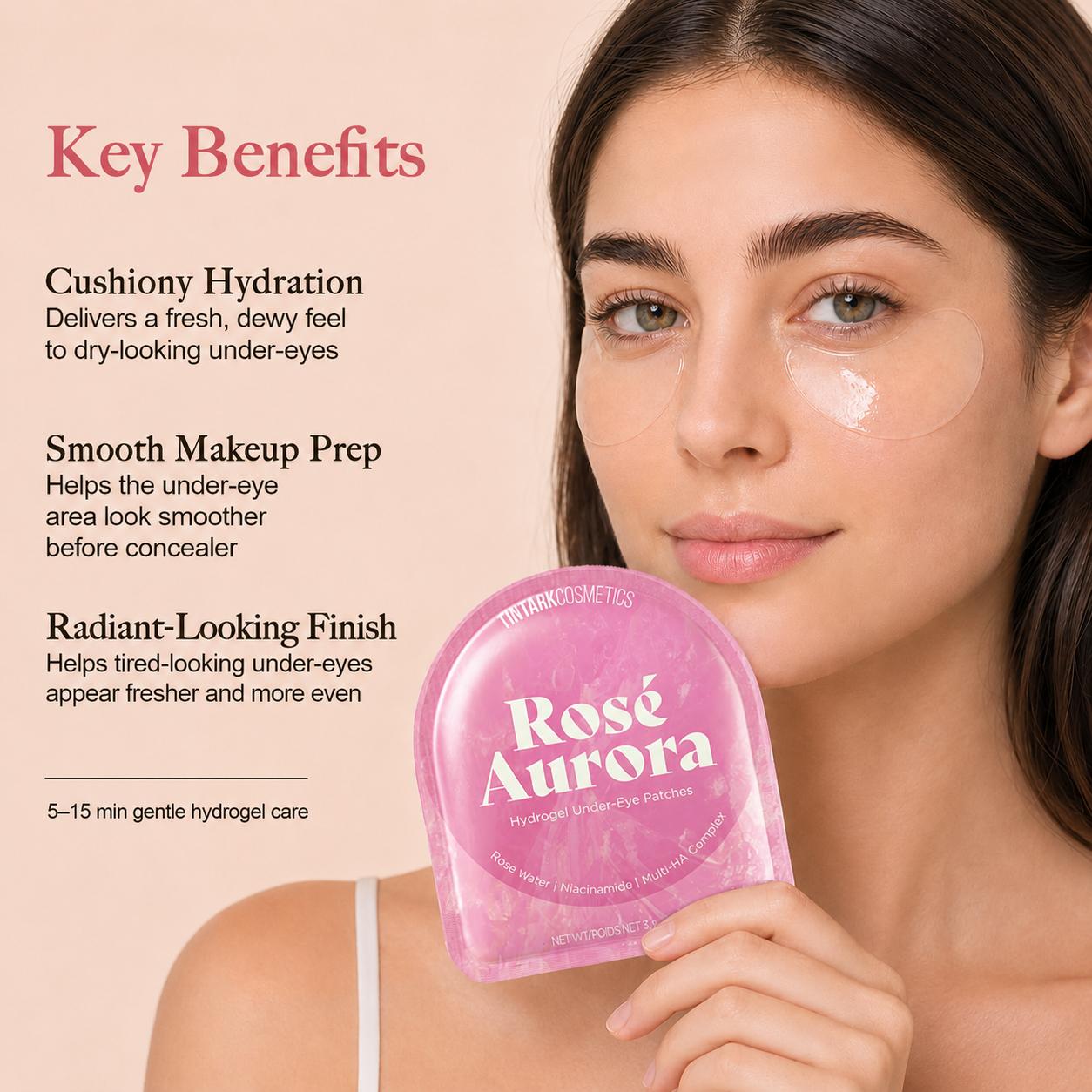TINTARK Rosé Aurora Hydrogel Under Eye Patches, 28 Pairs