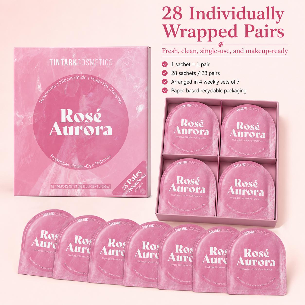 TINTARK Rosé Aurora Hydrogel Under Eye Patches, 28 Pairs