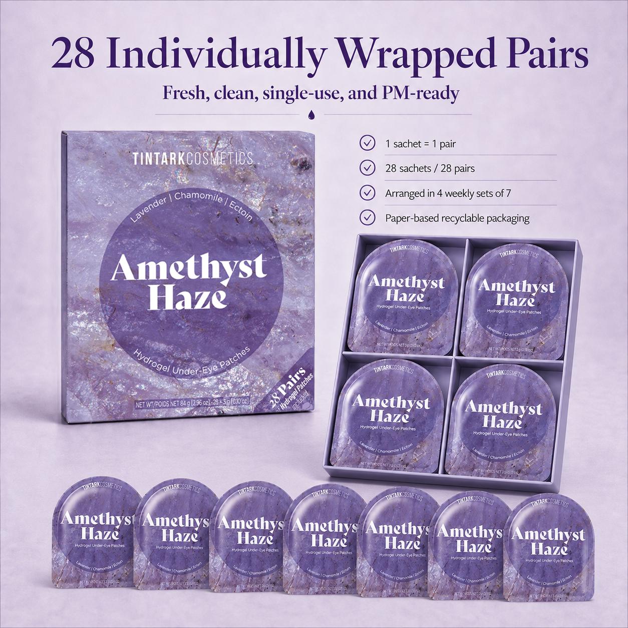 TINTARK Amethyst Haze Hydrogel Under Eye Patches, 28 Pairs