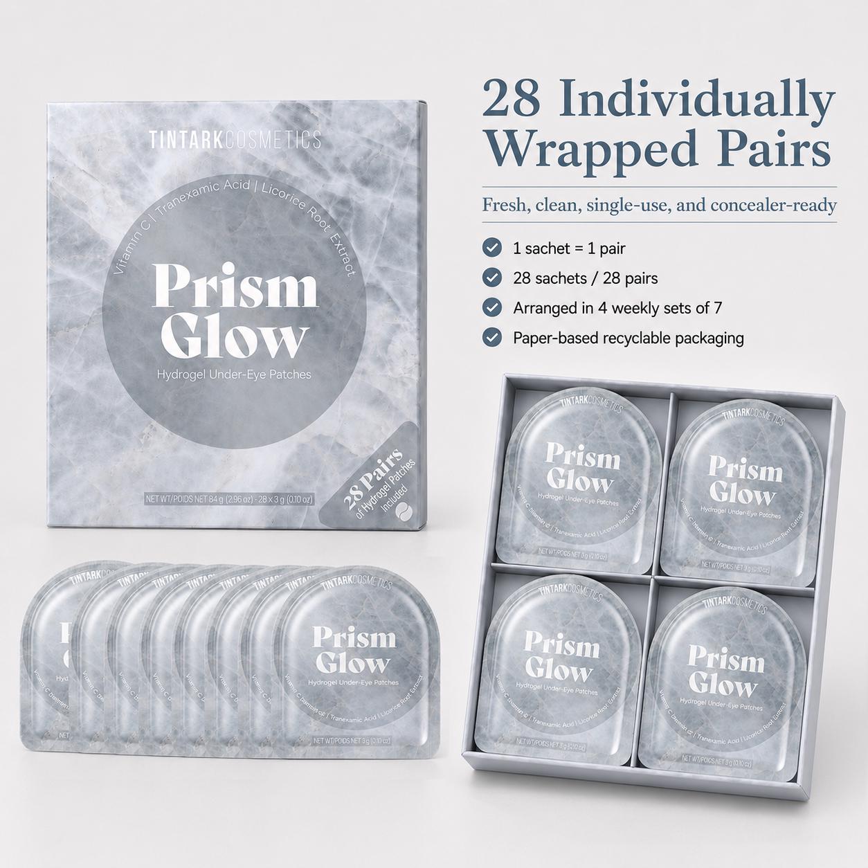 TINTARK Prism Glow Hydrogel Under Eye Patches, 28 Pairs