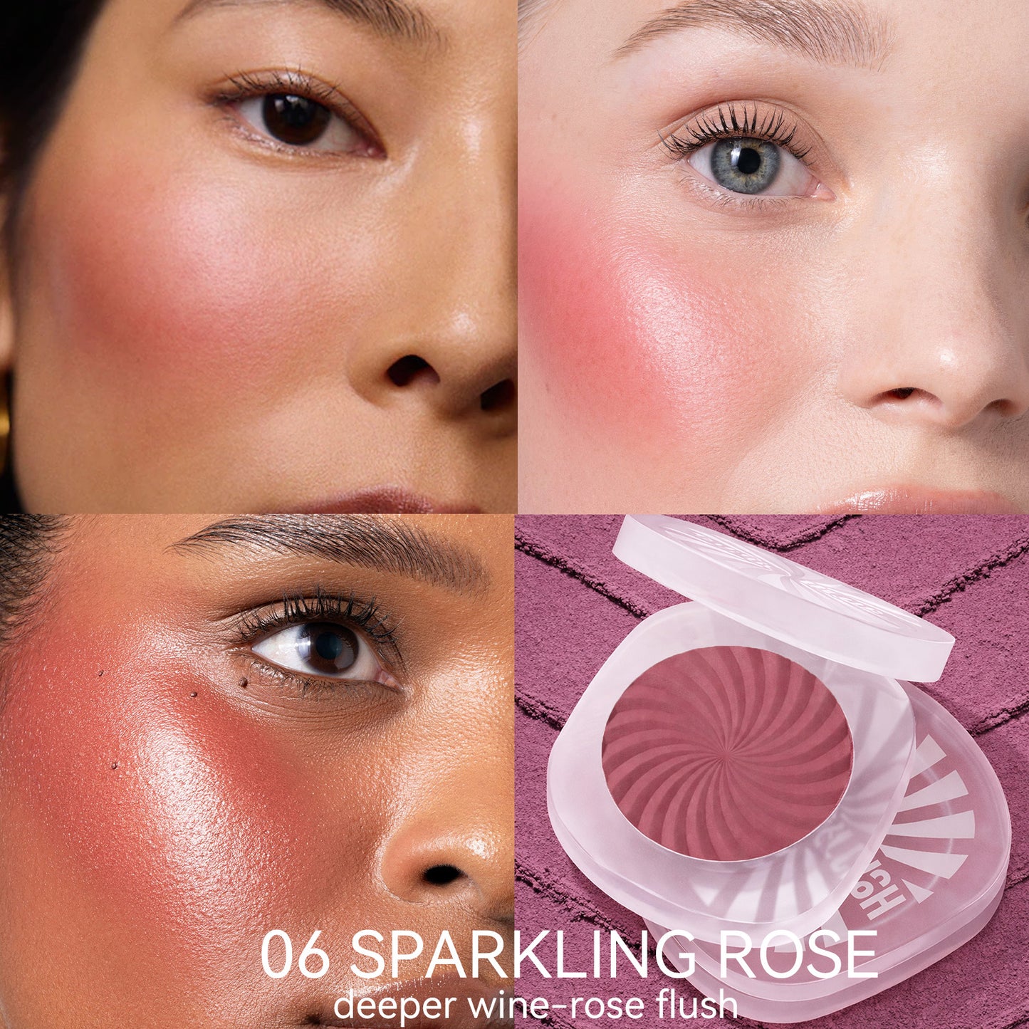 TINTARK Cheeky Blush Palette, Silky Matte Powder Blush, Sparkling Rose