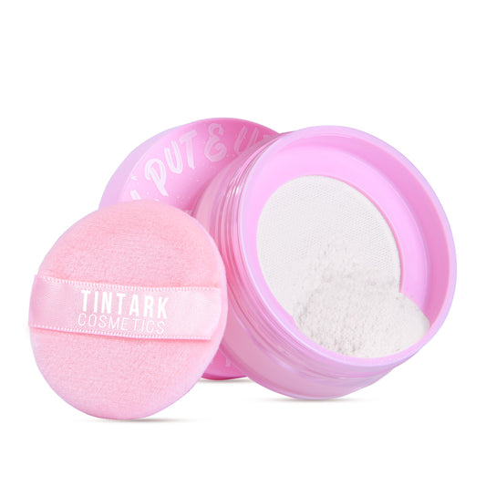 Tintark Stay Put & Ur Hooked Loose Setting Powder with Puff for Dry Skin- 02 Translucent