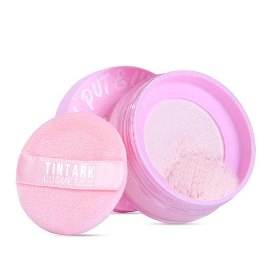 Tintark Stay Put & Ur Hooked Loose Setting Powder with Puff for Oily Skin - 01 Pink