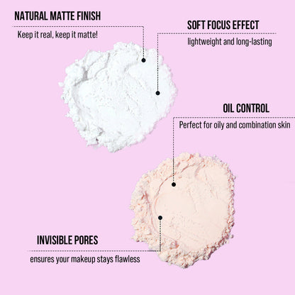 Tintark Stay Put & Ur Hooked Loose Setting Powder with Puff for Oily Skin - 01 Pink