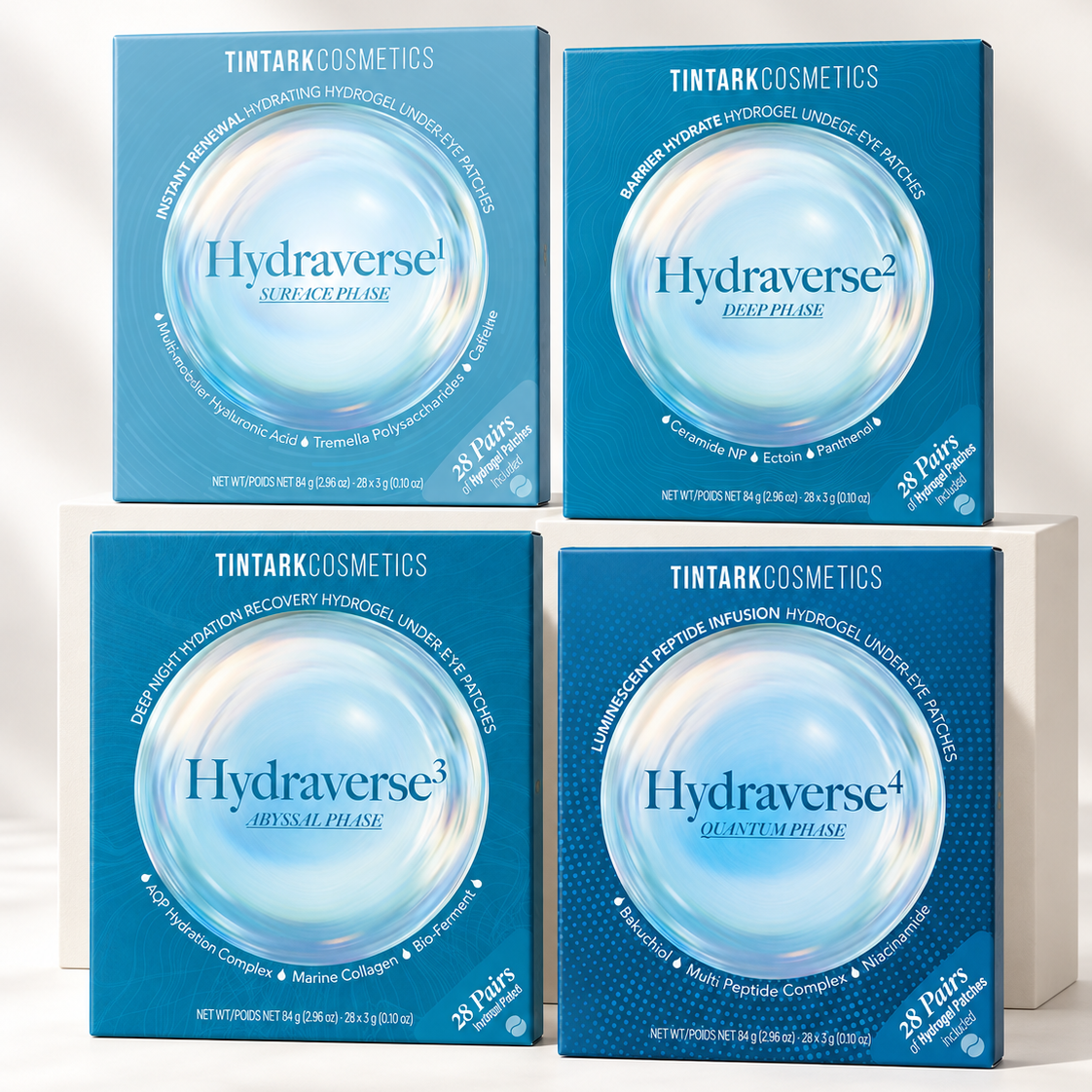 TINTARK Hydraverse 4-Phase Hydrogel Eye Patches Set – Hydration, Barrier Comfort & Smoothing, 112 Pairs