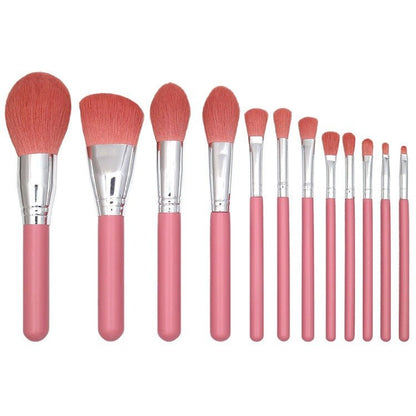 Pink Makeup  Brush Set, 12pcs with leather bag